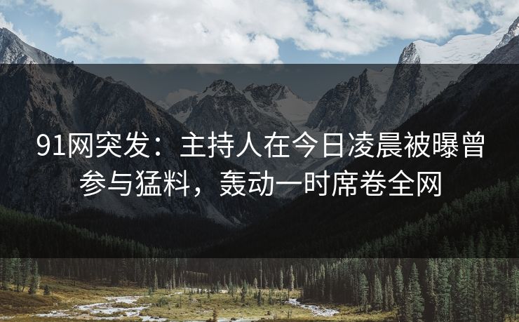 91网突发：主持人在今日凌晨被曝曾参与猛料，轰动一时席卷全网