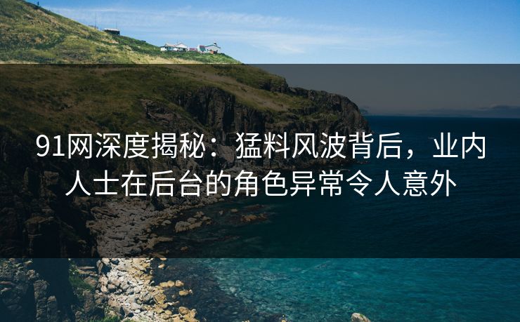 91网深度揭秘：猛料风波背后，业内人士在后台的角色异常令人意外