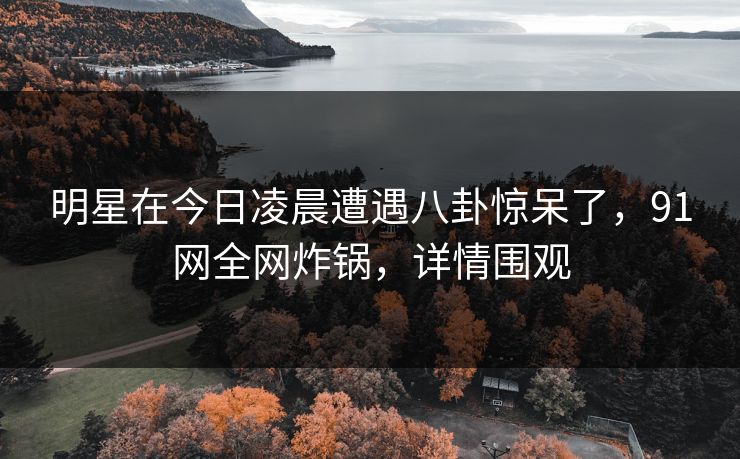 明星在今日凌晨遭遇八卦惊呆了，91网全网炸锅，详情围观
