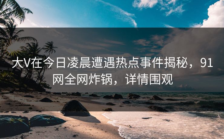 大V在今日凌晨遭遇热点事件揭秘，91网全网炸锅，详情围观