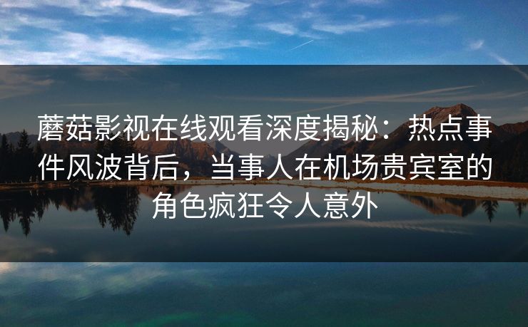 蘑菇影视在线观看深度揭秘：热点事件风波背后，当事人在机场贵宾室的角色疯狂令人意外