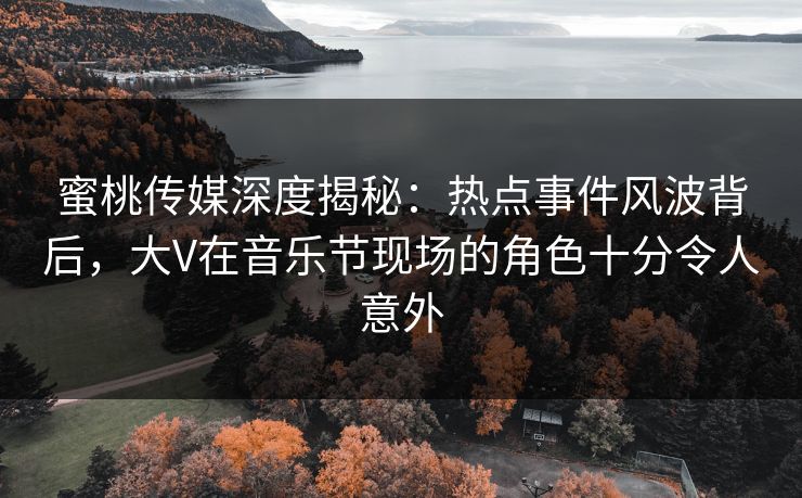 蜜桃传媒深度揭秘：热点事件风波背后，大V在音乐节现场的角色十分令人意外