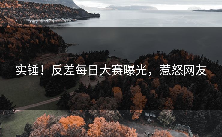 实锤！反差每日大赛曝光，惹怒网友