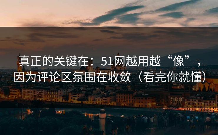 真正的关键在：51网越用越“像”，因为评论区氛围在收敛（看完你就懂）